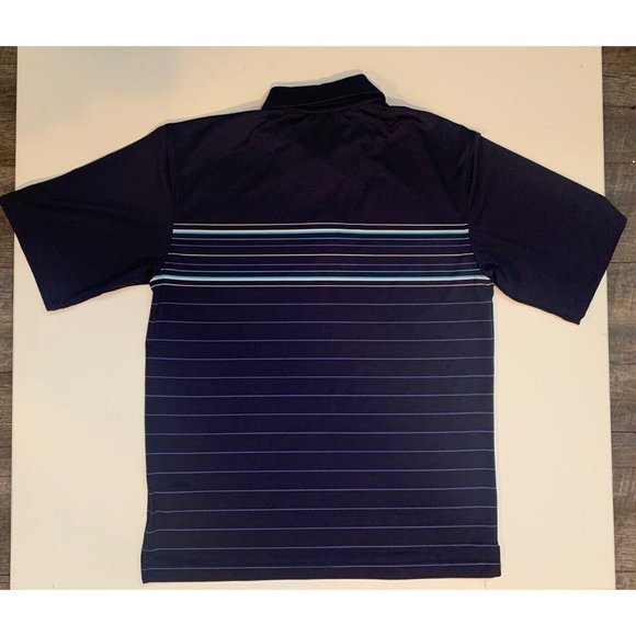 Pebble Beach Performance Men's Golf Polo Size M Navy Blue Striped Short Sleeve - Picture 8 of 10
